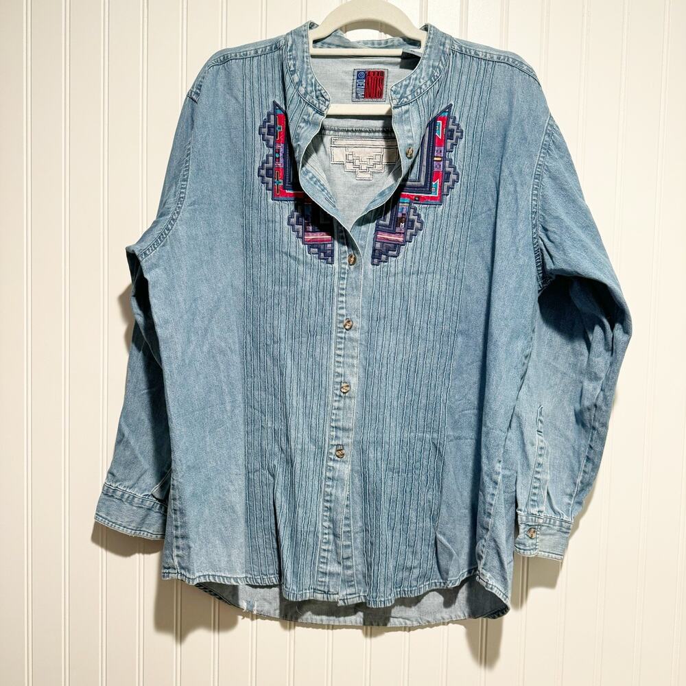 Vintage Sunbelt Denim Aztec Shirt Western Size XL